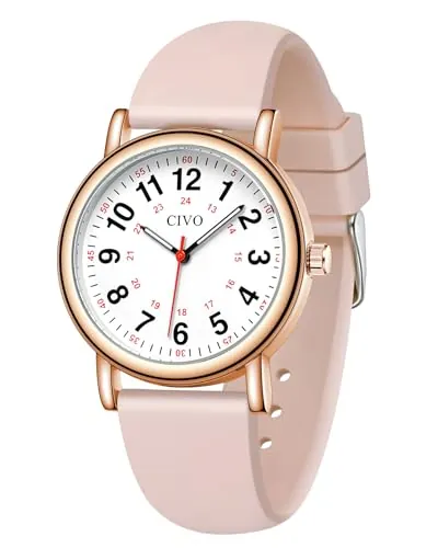 CIVO Reloj Enfermera Mujer Analógico: Impermeable 12/24 Horas con Segunda - Relojes de Pulsera Luminosa - Regalo per Estudiante de Medicina