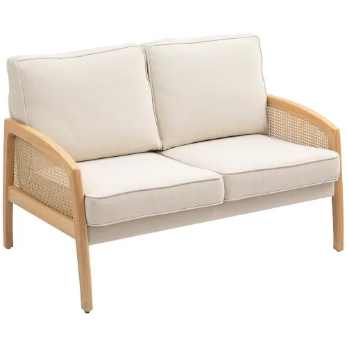 HOMCOM Sofá de 2 Plazas Tapizado en Chenilla 240 kg 123x75x88 cm Beige
