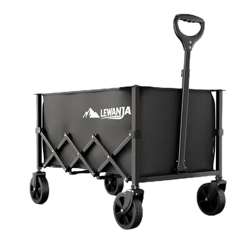 LEWANJA 100L Carro Playa Plegable, Robusto Carrito de Jardín con Mango Ajustable, Carga 100kg, para Festivales, Camping y Compras