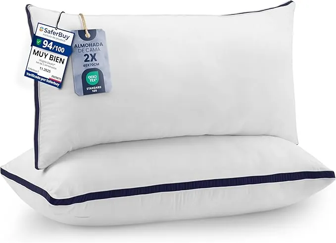 Utopia Bedding Almohadas (2 Unidades), 40 x 70 cm Tela de Microfibra con Relleno de poliéster 3D, Transpirable y Suave (Azul Marino)