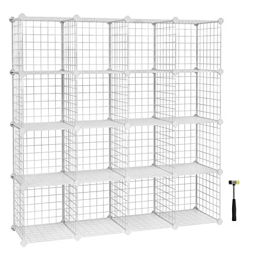 SONGMICS Estantería Modular de 16 Cubos, Extensible, 123 x 31 x 123 cm