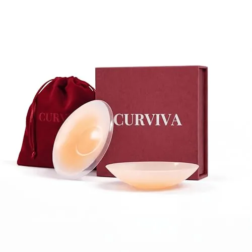 CURVIVA Pezoneras - Pezoneras Adhesivas Invisibles Talla M. Cubre Pezones Invisibles, Resistentes y Reutilizables. Ideales para para Vestidos sin Sujetador y Ropa Ajustada - Color Miel