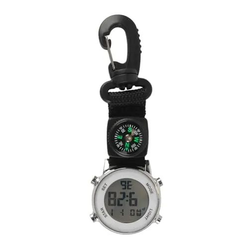 WANGCL Reloj de bolsillo para enfermera con mosquetón, multifuncional, digital, resistente al agua, de aleación de zinc, 13,5 cm de largo, color blanco, 55 g