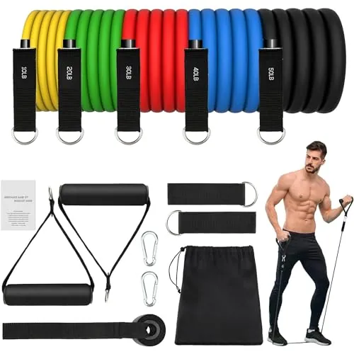 JATEKA Gomas Elasticas Musculacion 150 lbs 12 Piezas Elasticos Fitness Musculacion con 5 Diferentes Niveles Gomas Bandas Elasticas para Gimnasio en Casa Yoga