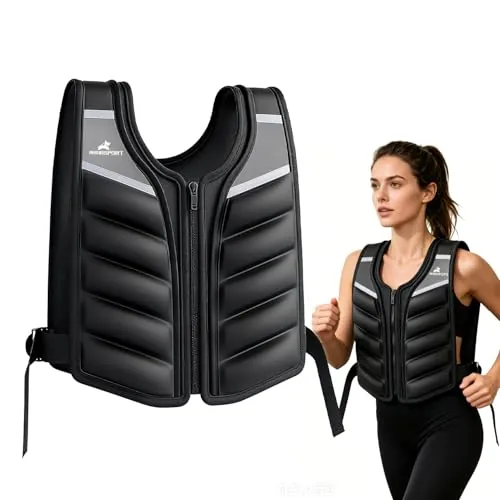 RHINOSPORT Chaleco con peso de 4,5kg libras para hombres y mujeres, chaleco de fitness con tiras reflectantes y bolsa de brazalete para entrenamiento de fuerza, pérdida de peso
