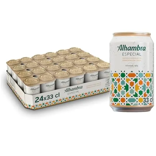 Alhambra Especial, Cerveza Lager Fermentación Lenta, Pack 24 Latas x 33cl