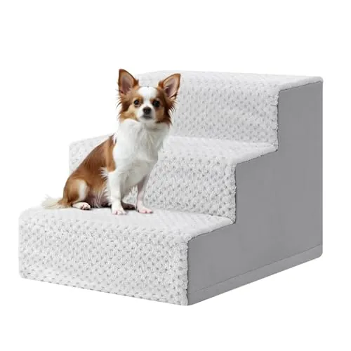KSIIA Escalera para Perros pequeños, 3 Etapas, rampa para Cama y sofá, Gris