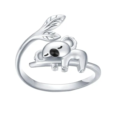 DkakoJew Bonito anillo Koala ajustable abierto para mujeres y adolescentes