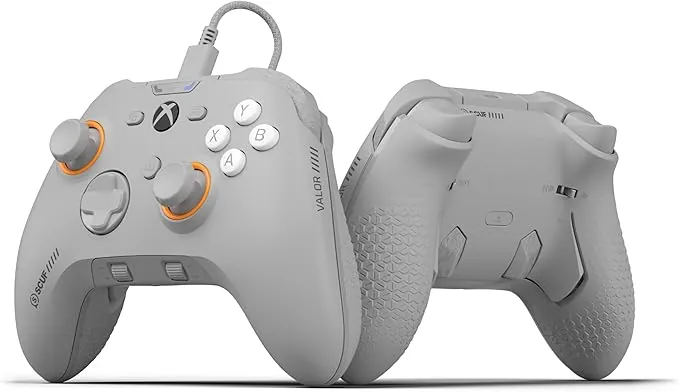 SCUF VALOR PRO Mando Xbox Performance con Cable – Palas Traseras Personalizables, Gatillos Instantáneos, Palancas de Efecto Hall, Controles de Audio, Xbox Series X|S, Xbox One, Windows PC – Gris Claro