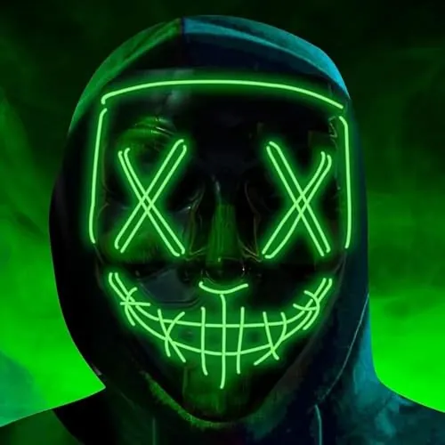 Costumed Máscara led de Halloween Purge azul, máscara de disfraz con control para Halloween, carnaval y fiestas de disfraces, apta para hombres y mujeres, colores a elegir (LED verde)