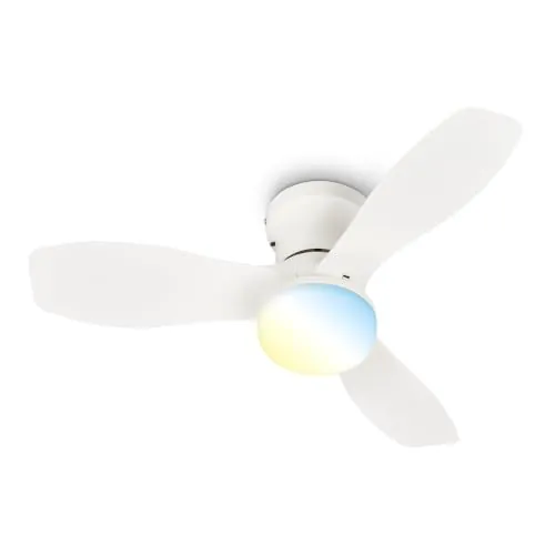 BRILONER - Ventilador de techo con luz LED, mando a distancia, motor DC silencioso con 3 velocidades, CCT y luz regulable, aspas retráctiles, lámpara ventilador techo dormitorio, 60x19 cm, blanco