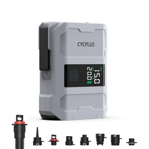 CYCPLUS Bomba de Paddle 20PSI Recargable - Inflado Inteligente de Doble Etapa, Función de Desinflado, Apagado Automático y Pantalla Dual LED, Ideal para Paddleboard, Bote Inflable y Colchón