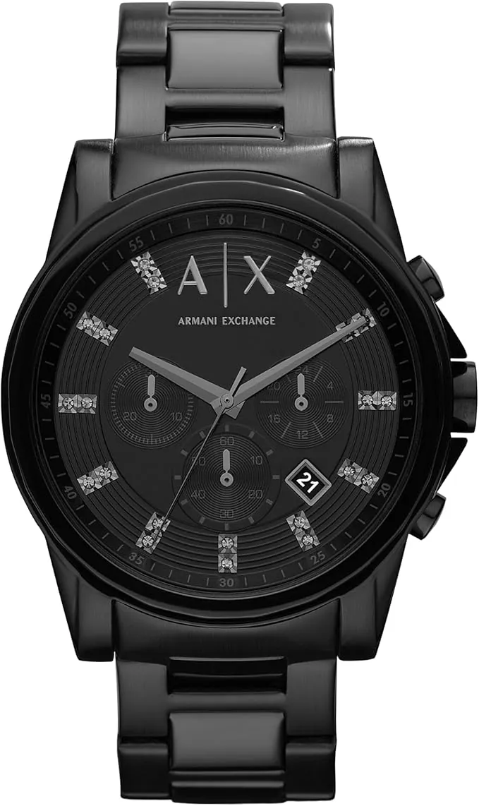 Armani Exchange Reloj para Hombre, Movimiento cronógrafo de Cuarzo y Caja de 45 mm con Correa de Acero Inoxidable