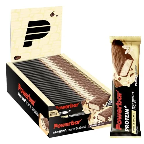 Powerbar - Protein Plus - Low Sugar - Vanilla - 30x35g - Barrita con solo 107 Kcal - Barrita fitness con fibra