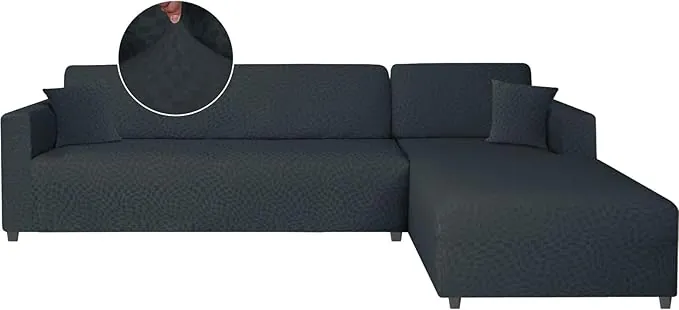 Ystyle Funda Sofa Chaise Longue Ajustables Izquierdo Derecho, Cubre Sofa Chaise Longue, 2 Piezas Protector Sofa Elasticas ChaiseLongue, Funda Sofa L (3 Plazas+3 Plazas, Gris Oscuro)