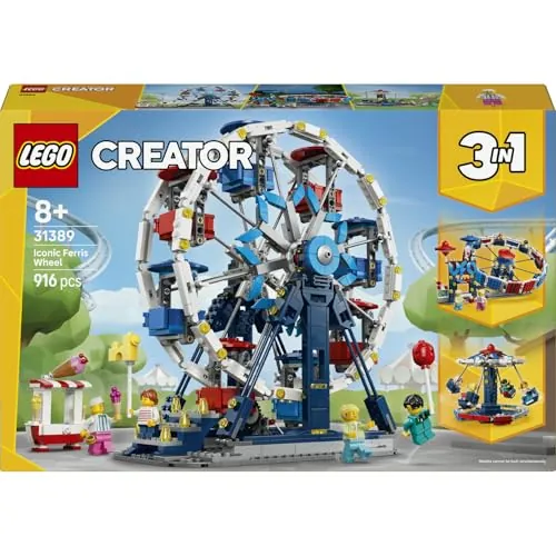 LEGO Creator 3 en 1 Noria Clásica 31389 | Juguetes para niños de 8+ años, transformable en atracción UFO o tiovivo, regalo de cumpleaños, 916 piezas
