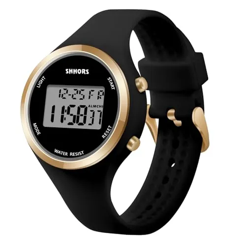 OFFCUP Reloj para Mujer con Correa de Silicona, Relojes Deportivos de LED, Relojes Digitales para Mujer con Esfera con Cara Luminosa, Reloj de Pulsera para Exteriores para Estudiantes y Niñas (Negro)