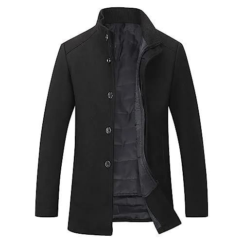 YOUTHUP Abrigo Hombre 2 en 1, Negocios Invierno,Neg.,L | Forro desmontable, un solo abrigo para múltiples combinaciones de invierno