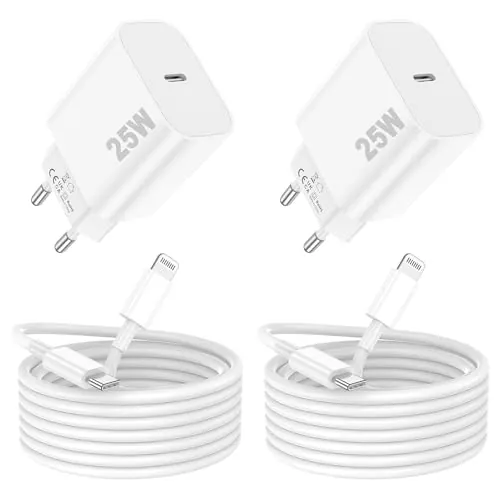 Cargador iPhone Carga Rapida,25W Cargador iPhone,MFi Certificado USB C Enchufe con 2M Lightning Cable Cabezal Pared Charger Corrient for Apple 14/14 Pro/14 Pro Max/14 Plus 13 12 11 XS XS MAX