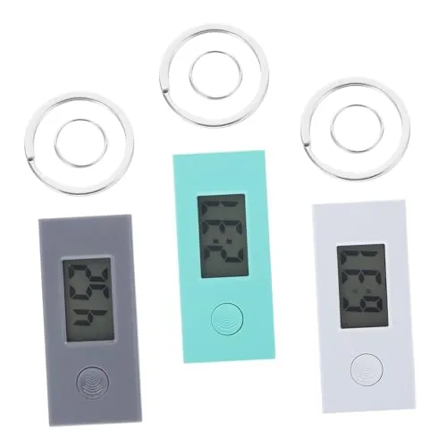 LIFKOME 3piezas Relojes Digitales De Bolsillo Portátiles y Duraderos para Estudiantes Diseño Creativo con Anilla para Llavero para Uso Diario y Laboral
