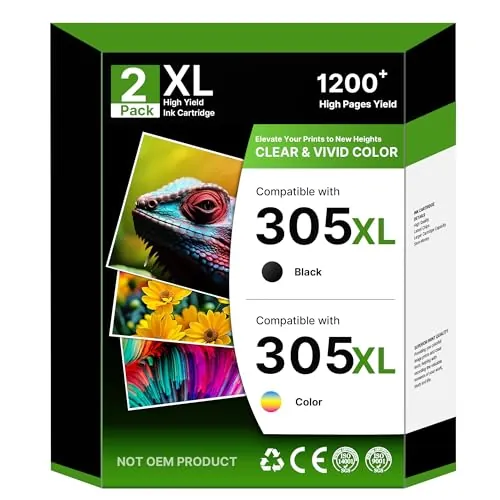 NewLift Tinta 305 305XL para Cartuchos HP 305 XL Negro Y Color Compatibles con HP Deskjet 2820e 2810e 2720e 2722e 2710e 4220e 2720 para Envy 6000 6010e 6020e 6032e 6420e 6010 (2 Unidades Negro,Color)
