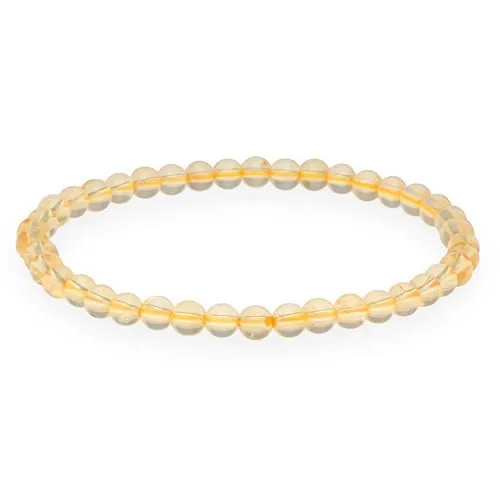Lebensquelle Plus Pulsera de bolitas pequeñas | 4-5 mm | Pulsera de piedra preciosa superior, 19 cm, flexible (Citrino)