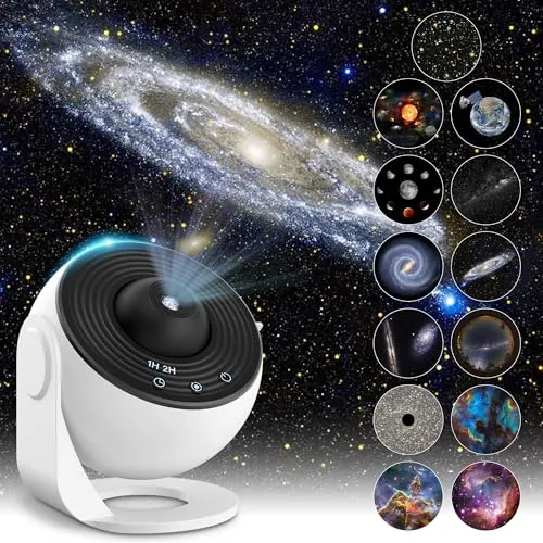 Mexllex Proyector Estrellas Galaxy Star Projector Starry Night Light, Dormitorio Proyector De Techo Temporizador, 13 PelíCulas Hd, Los Mejores Regalos Para NiñOs Adultos