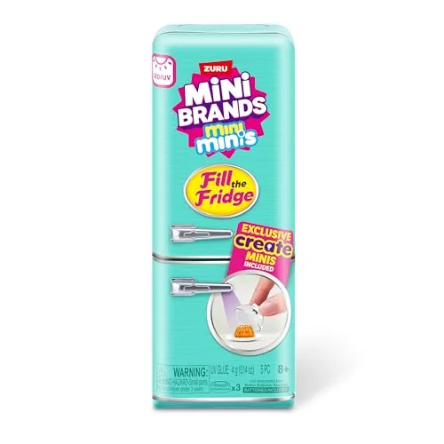 Kit de Juego Mini Brands Fill The Fridge con luz Ultravioleta de ZURU, coleccionables, DIY, Bricolaje, Juego de Resina, Receta Exclusiva, NO Comestible, 8+