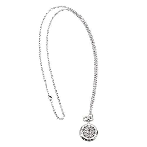 Uinfhyknd Reloj de bolsillo de cuarzo aleación de plata colgante collar de bolsillo para mujer