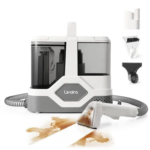 Livatro Aspiradora de Agua Tapicería, 600W 16kPa Limpiador de Tapicerías, 2,3L Depósito, Limpieza de Sofás con Función de Autolimpieza, Lava Aspiradora para Alfombras, Moquetas, Tapicería y Coche