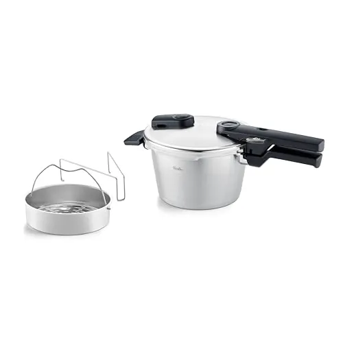 Fissler Vitaquick Olla a presión de 2.5 L, 18 cm de diámetro, con accesorio, olla a presión de acero inoxidable, 2 niveles de cocción, apta para inducción