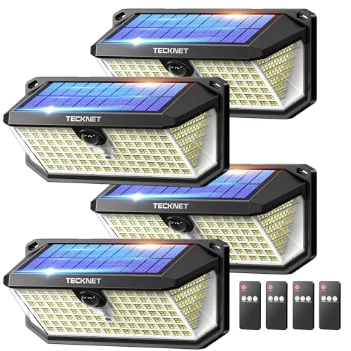 TECKNET Luz Solar Exterior, 546 LED, Iluminación de 300°, IP66 Impermeable