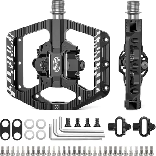 CXWXC Pedales de Bicicleta con Clic y Pedales Planos con 3 rodamientos, Pedales de Aluminio MTB, 9/16 Pulgadas, Pedales de Bicicleta para Bicicleta de Carretera, Bicicleta de montaña (Negro)