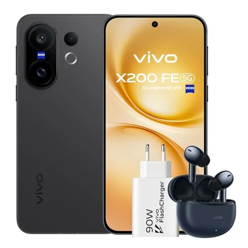 vivo X200 FE Smartphone 5G, Móvil 12 GB + 512 GB, Pantalla LTPO de 6,31” con calibración de Color ZEISS Master, cámara superteleobjetivo ZEISS de 50 MP con IA, Mediatek Dimensity 9300+, 6500 mAh