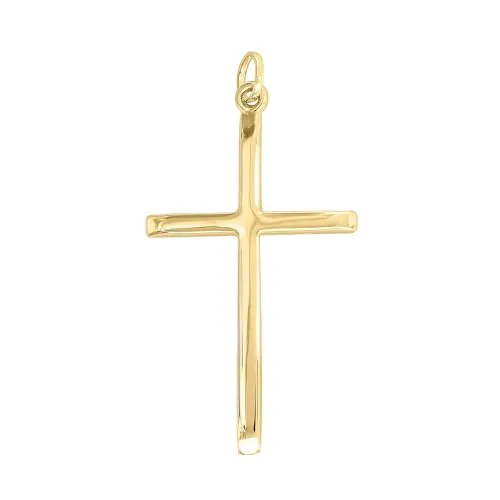 Lucchetta - Colgante Cruz Cristiana de Oro 18 quilates - Colgantes Religiosos de Oro Auténtico (para cadena hasta 4mm)