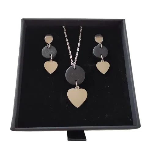 Sandra Complements | Conjunto Collar y Pendientes Mujer de acero en color plata | Pendientes Corazón y Collar Corazón | Regalo San Valentín para mujer