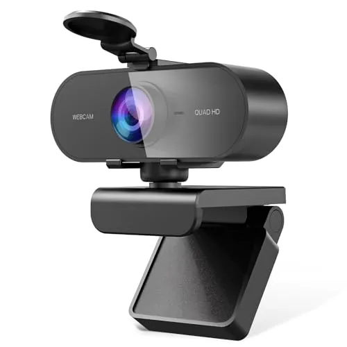 DDKJ Webcam con Microfono-Web CAM 2k HD Autofocus,Camara Webcam para PC/portátil,Camara USB Plug and Play,Camara Ordenador para Windows/MacOS/Linux,para Videoconferencias/Gaming/Conferencias
