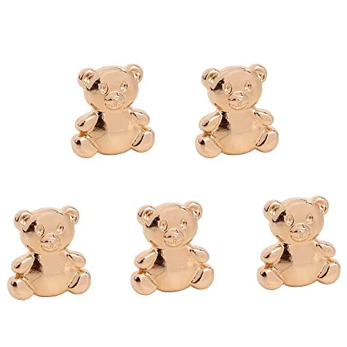 Accesorios de ropa, 5 unidades/lote creativo DIY forma de oso dorado estilo animal botón decoración (5 piezas)
