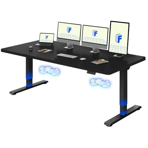 FLEXISPOT Escritorio Elevable Eléctrico Mesa Regulable en Altura 200x80 cm con 2 Potentes Motores Escritorio Estable Escritorio de pie Eléctrico Regulable en Altura con Función Memoria(Negro+Negro)