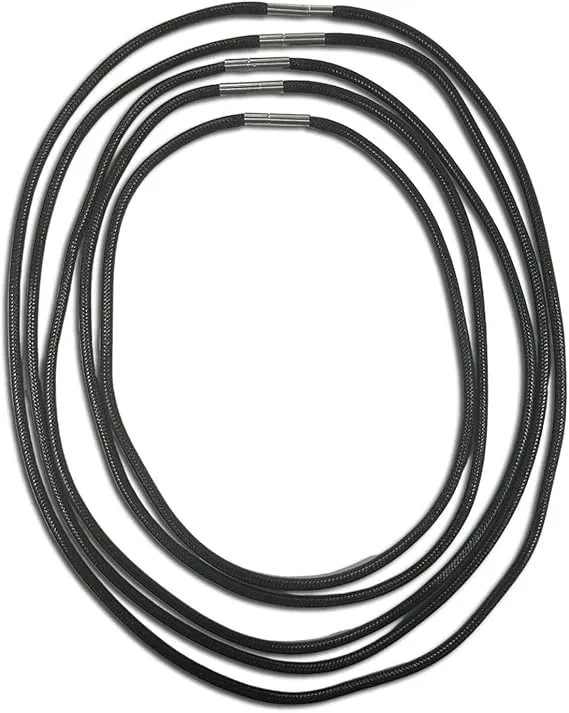 Erioscar 5 Pcs Collar Cordon Cuero para Colgantes, 3 mm de Cadena Cuerda Trenzada Hombre Mujer, 40/45/50/55/60cm de Collar Fino Negro
