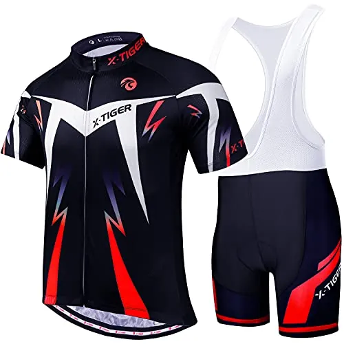 X-TIGER Hombres de Bicicleta con 5D Gel Acolchado MTB Ciclismo Maillots Tirantes Culotte Pantalones Cortos Culotes