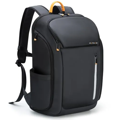 Ponhog Mochila Portátil para Hombre 17.3 Pulgadas - Mochila de Negocios Antirrobo Impermeable 900D con Gran Apertura 180°, Capacidad 30L para Viaje, Trabajo, Commuting, Negro
