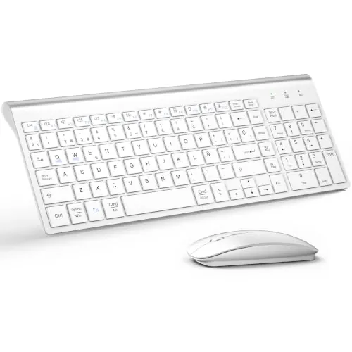Combo Teclado y Ratón Inalámbrico Ultradelgado, Doble Sistema - Blanco Mate