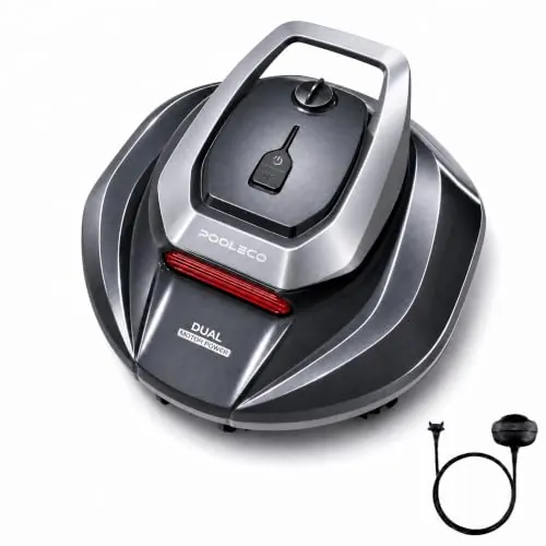 Pooleco Robot Limpiafondos Piscina Inalámbrico con Flotador, Recogida sin Poste, 2 Motores, 90Min, 80m², Autoaparcamiento Inteligente, Diseño Biónico, Fácil de Usar para Piscina Elevada y Enterrada