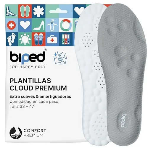 biped plantillas Cloud extra suaves para deporte, uso diario y calzado laboral – Plantillas ortopédicas amortiguadoras con cojín de talón – Espuma masajeadora z2938(grey,36-38)