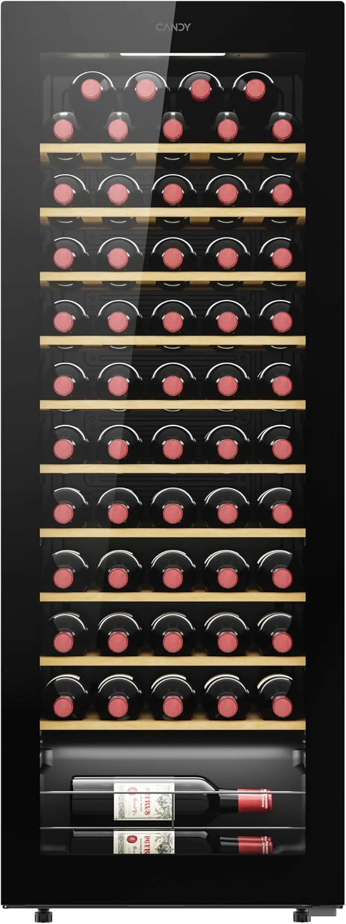 Candy DiVino CWC058, Vinoteca, 58 Botellas, WiFi, App hOn, Puerta Reversible, 10 Baldas, Tratamiento Anti-UV, Compresor Antivibraciones, Iluminación LED, Control Digital,Tirador Integrado, 37DB, Negro