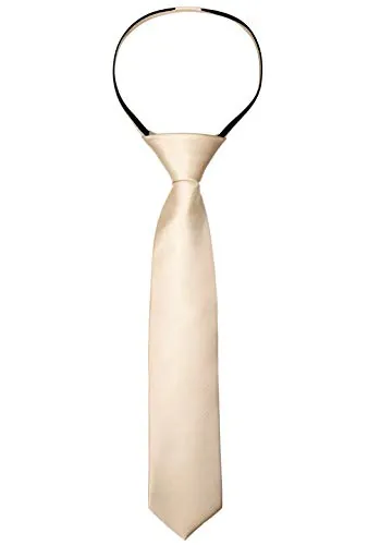 Alizeal Boys - Corbata ajustada con cremallera pre-atada de color sólido de 2.4 '', color champán