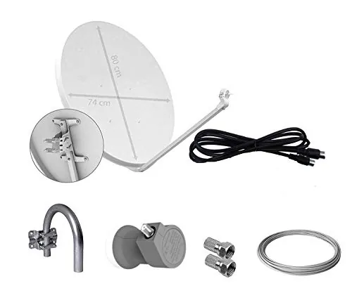 Tecatel K80C1LSCC - Kit parabólica de 80 cm (Soporte, LNB Universal, Cable y Conectores), Color Blanco