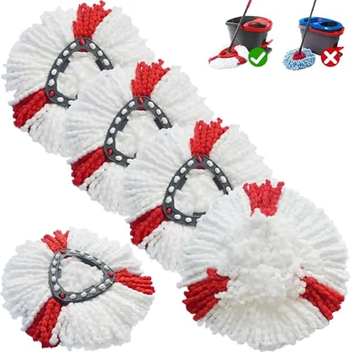 Vinuwu 5pcs Recambio Mopas Compatibles con Vileda Turbo | Cabezales de fregona de repuesto de microfibra, lavable a máquina