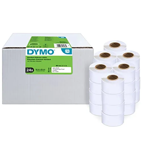 DYMO LabelWriter Etiquetas de dirección, 28mm x 89mm, 24 rollos de 130 | 3.120 etiquetas autoadhesivas para impresoras de etiquetas LabelWriter, etiquetas auténticas DYMO fabricadas en Europa